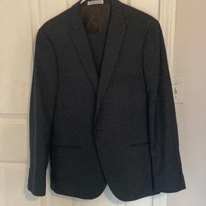 Paisley & Gray slim fit suit. Blue/grey plaid with hint of purple stitching